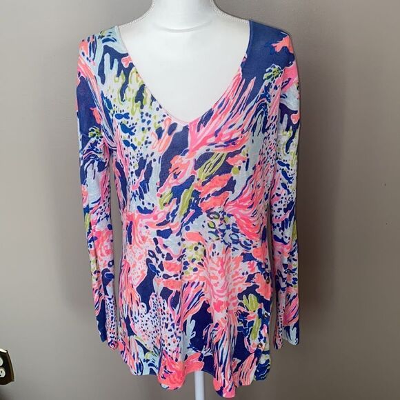 Lilly Pulitzer Liesel “Sunken Treasure” Linen Sweater! - Picture 1 of 11